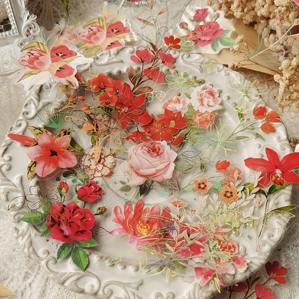 40 Blatt/Packung Vintage Vergoldung Grünes Blatt Blume Notizbuch Dekorative Aufkleber Dekorative Aufkleber für Scrapbooking Etikett Tagebuch – Detail 7