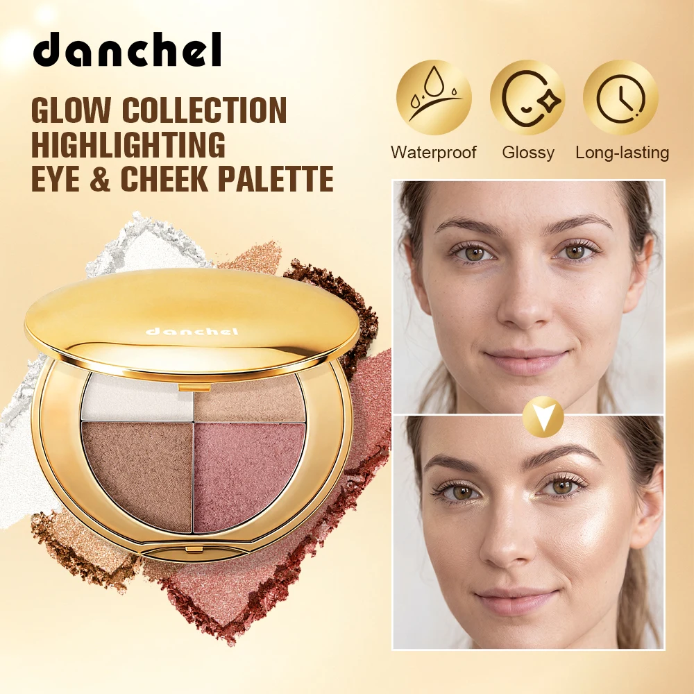 Eye & Cheek Highlighting Palette Covers Highlight Contour Eye Shimmer 4 Curated Shade Silky Powder Multi-function Makeup Palette