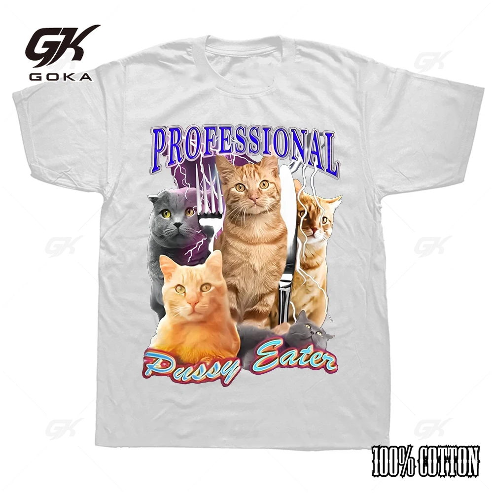 Professional Pussy Eater Funny Cat Lover Graphic T-shirt  simple  Summer Casual Short Sleeve Versatile Classic  mens Tops