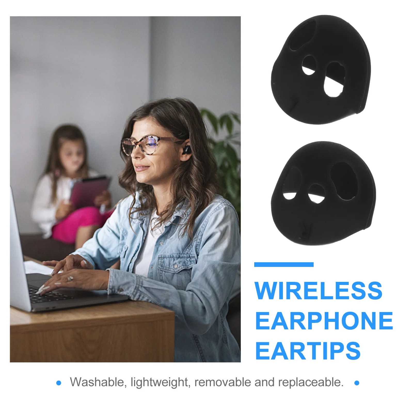 

2 Pairs Black Silicone Earplug Tips for Headphone Earbuds Washable Lightweight Removable Replaceable Ideal Replacement Damaged