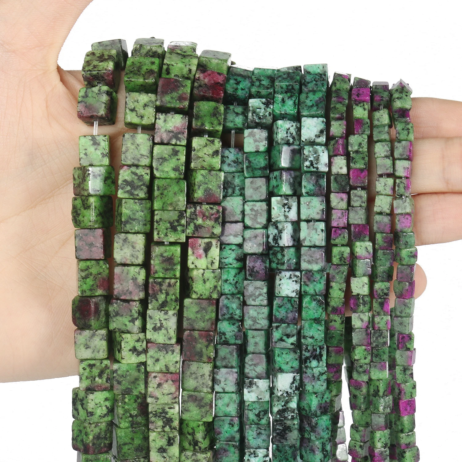 4/6/8mm Natural Epidote Zoisite Stone Beads Square Loose Spacer Beads For Jewelry Making DIY Bracelets Necklace Accessories 15\'\'