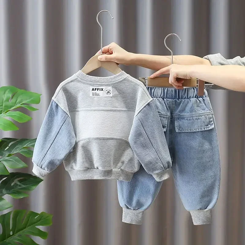 Boys Sweater Suit Spring Autumn Clothing Children's Fashion  Suit Children's Clothing Boy's Baby Top Pants 2PCS