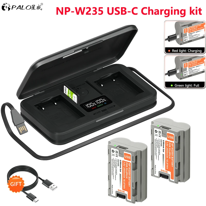 

NP-W235 NP W235 NPW235 USB-C Battery+LCD Storage Case Charger for Fujifilm Fuji X-T4 XT4 GFX 100S X-T5 X-H2 XH2S XH2S GFX 50S II
