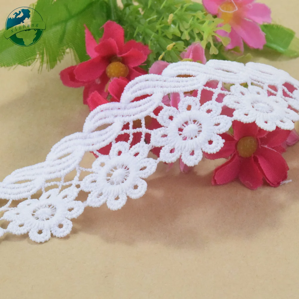 3.5CM Wide 100% Polyester Embroidery Lace Sewing Ribbon Guipure Trim Wedding Decoration DIY Dolls Dress Accessories Lace#4346