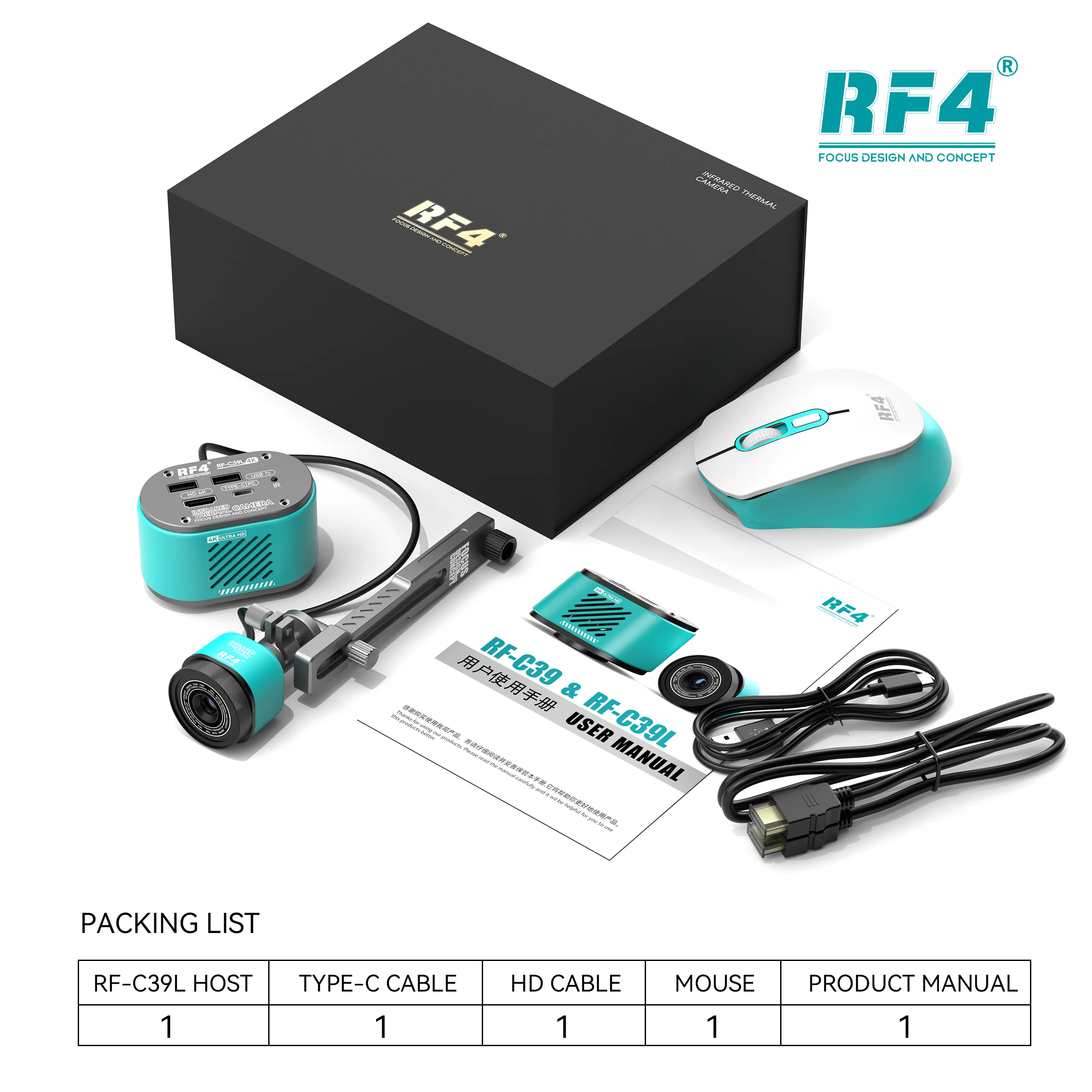 كاميرا تصوير حراري مزدوج الطيف 4k RF-C39L، لا يتطلب جهاز كمبيوتر أو هاتف يلتقط الصور الحرارية المرئية والأشعة تحت الحمراء