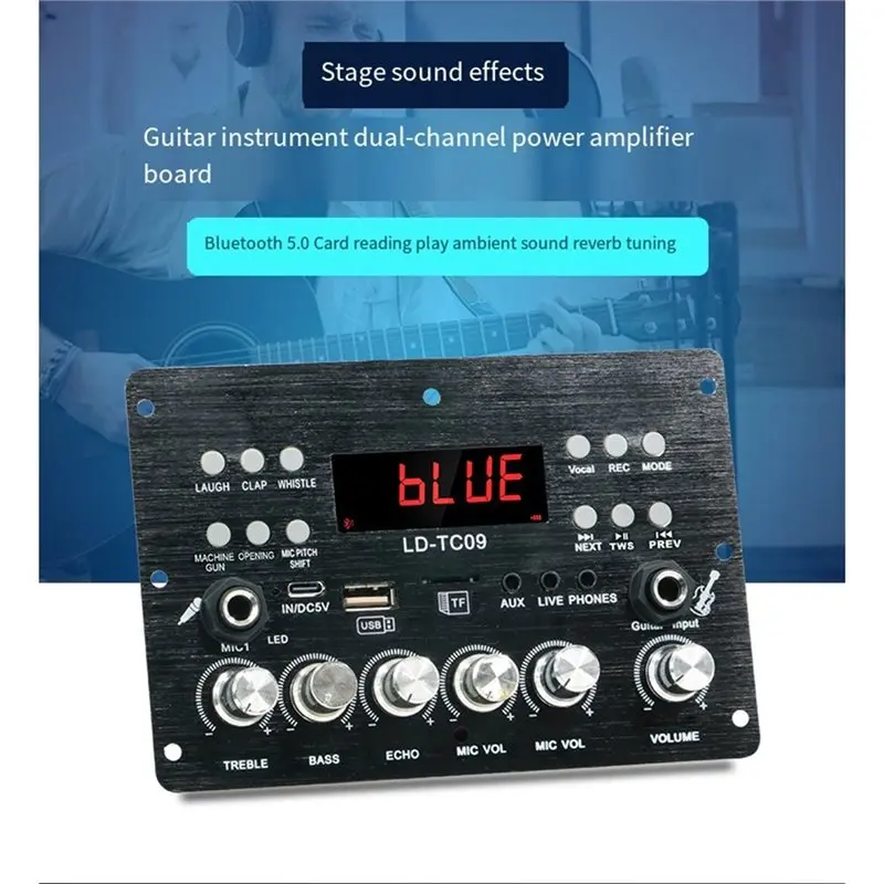Power Amplifier Board 30W+ 30W Bluetooth 5.0 2-Channel Guitar Instrument For Car Speaker Outdoor Square