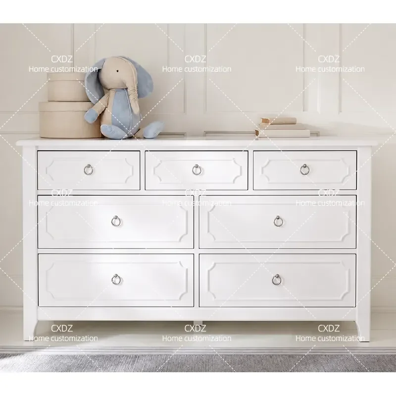 Country Style White Bedroom Dresser with Drawers Storage Cabinet for Clothes and Essentials Elegant Princess Theme Furniture
