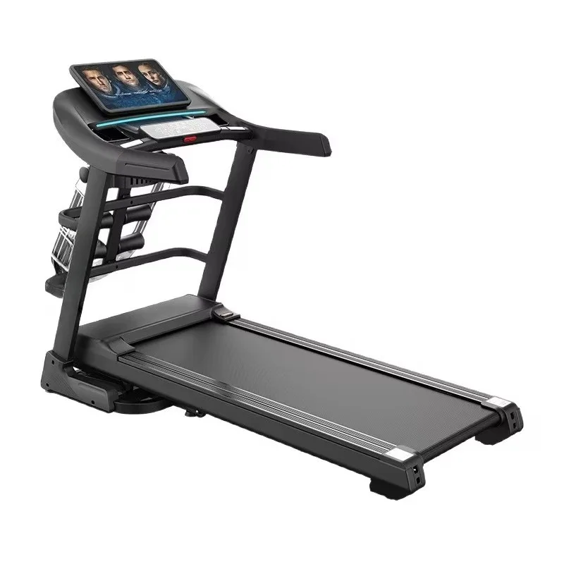 New household electric treadmill with foldable touch screen silent shock absorption bevel multi-functional fitness equipment