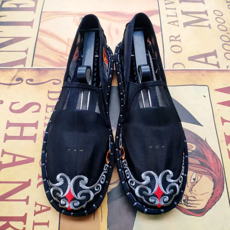 Cloth Shoes Old Beijing Embroidery Flower Social Guy Male Moccasin-Gommino Student Casual Shoes Fashion National Chinese Style