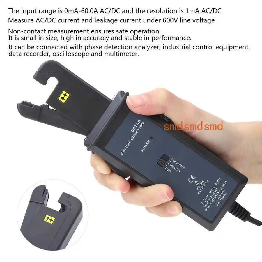 ETCR017AD ETCR007AD High Accuracy AC/CD Leakage Clamp Current Sensor Range 0mA~50.0A Line voltage 600V Non-contact Detector