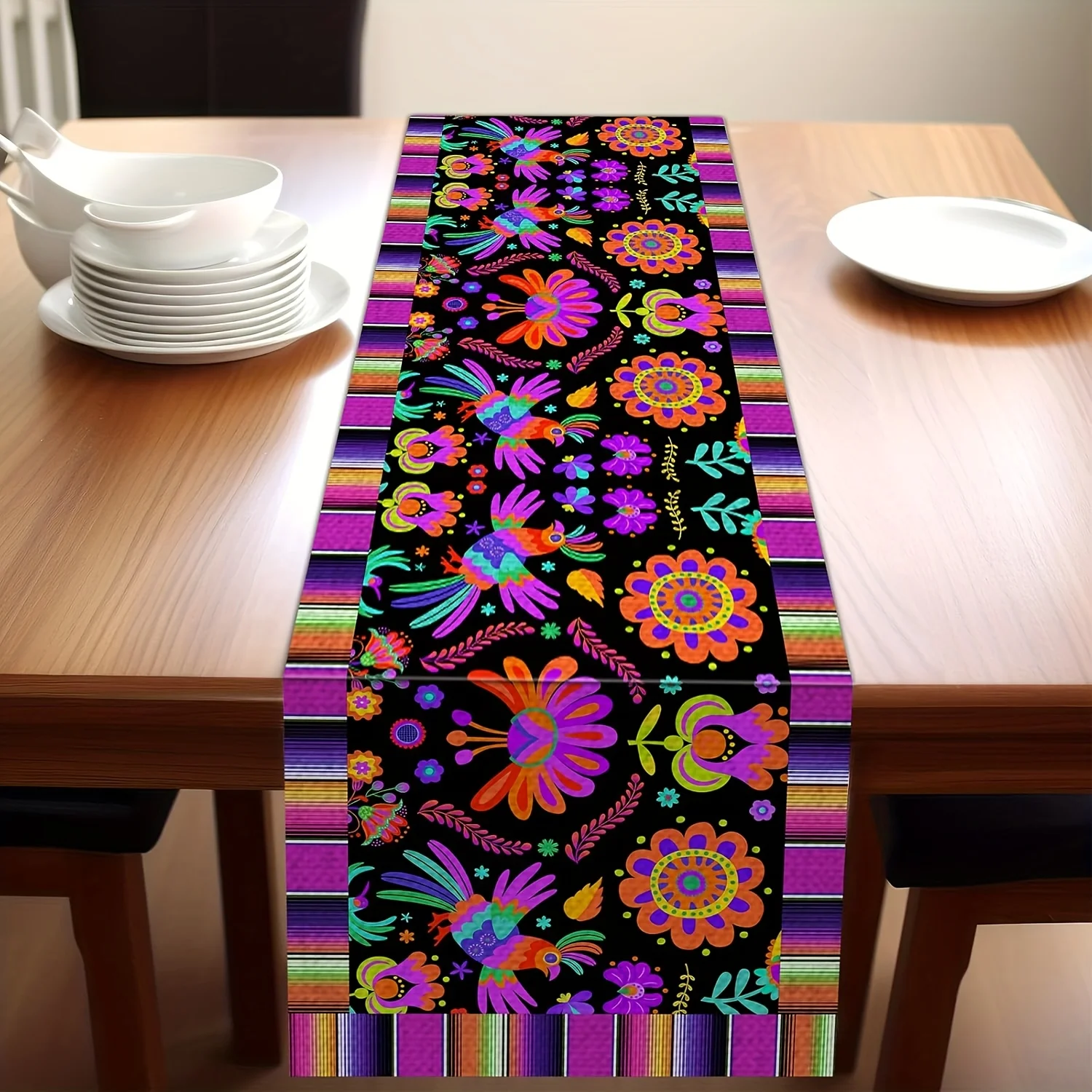 Dia De Los Muertos Fiesta Vibrant Mexican Floral PolyesterDOKRIY Day Of The Dead Table RunnerDia De Los Muertos Fiesta, Altar