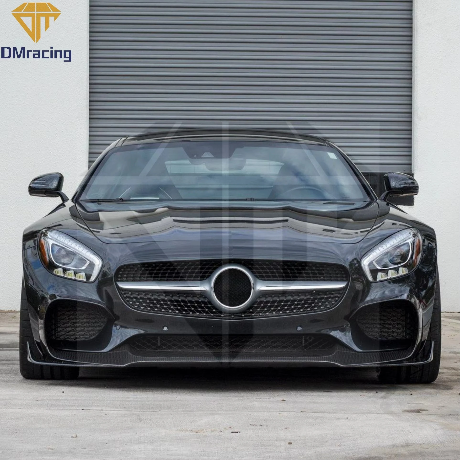 RENNTECH STYLE CARBON FIBER FRONT LIP WITH FRONT SPLITTERS for 2015-2020 MERCEDES BENZ AMG GT GTS