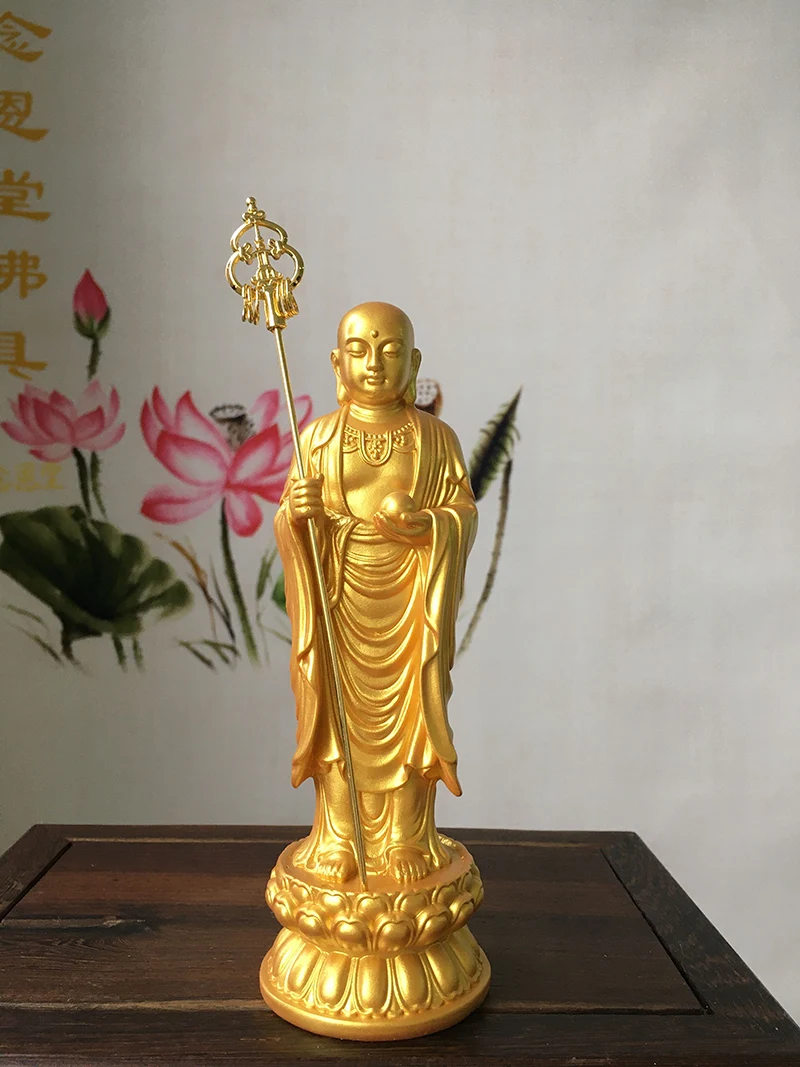 

Jiuhua Mountain Skt. Ksitigarbha small Buddhist statues, nanwudi Tibetan king Bodhisattva, rongsha golden Tibetans, resin crafts