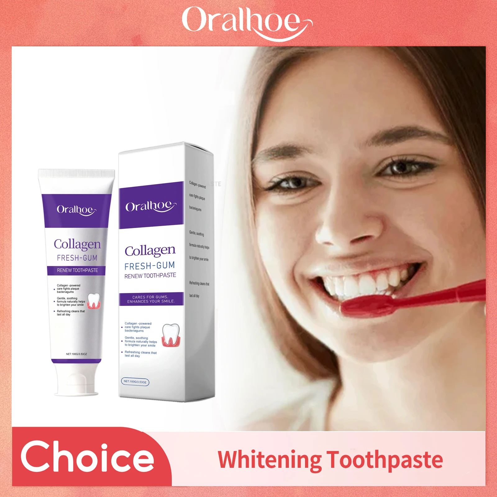 

Purple Toothpaste Stain Removal Dental Bleaching Protect Gums Enamel Oral Hygiene Cleaning Fresh Breath Teeth Whitening Tool