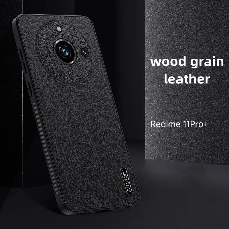 

Wood Grain Leather Case For Realme 11 Pro Plus Luxury TPU Edge Shockproof Back Cover For Realme 11 Pro 11Pro+ Bumper Funda