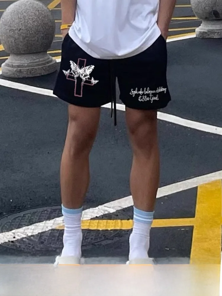 

American Retro Street Sle Men's Sport orts Summer Trendy Haome Loose Design Sense Dstring Five-Point Pants