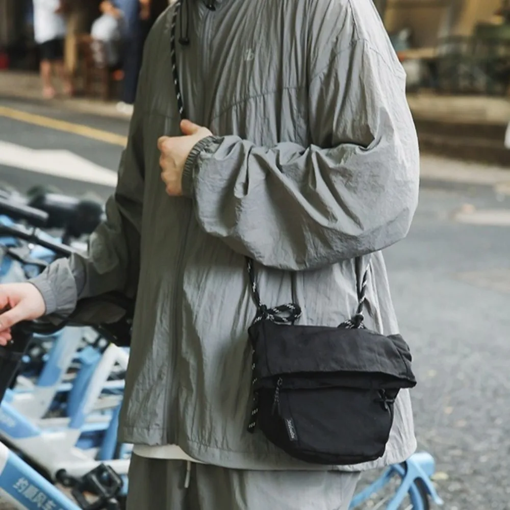 

Korean Style Drawstring Bucket Bag Purse Solid Color Nylon Shoulder Bag Adjustable Shoulder Strap Handbag Small Crossbody Bag