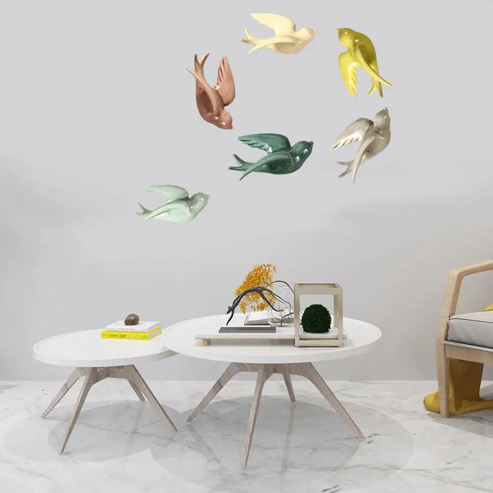 

1 шт. Красочная керамическая настенная декоративная фигурка ласточек в скандинавском стиле для дома, керамическая настенная живопись с птицами для спальни, гостиной, столовой, кухни