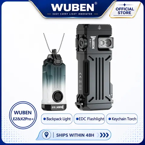 Wuben E2 & X2Pro+ EDC Flashlight Rechargeable with P5 Flashlights Accessory Mini LED Pocket Torch Magnetic Flat Keychain Torches