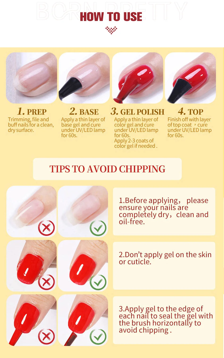 BORN PRETTY Base Gel Super Top Coat Nagellack Design-Verstärker Lack Semi-Permanent Abziehbarer UV LED Nagelkunst-Lack 10ml – Detail 14