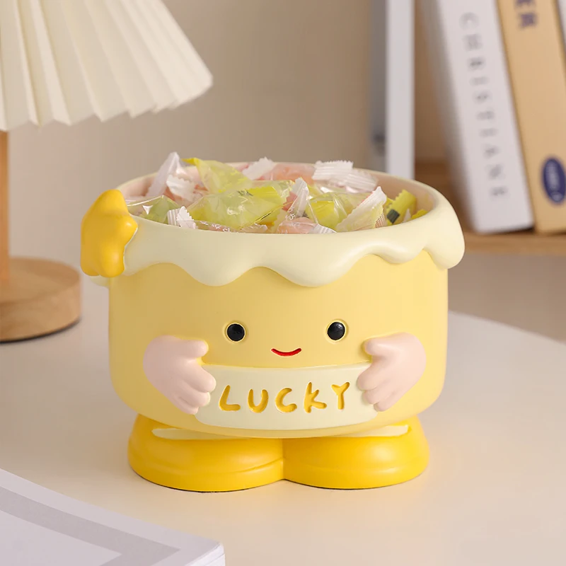 Cute Cartoon Cake Shape Storage Box Resin Desktop Organizer Key Candy Container Home Table Decor Ornament Entrance Sundries Hold