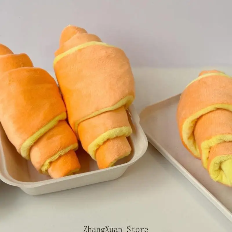 Anti-Langeweile-Plüsch-Quietschspielzeug, Croissant-Form, Plüschhund, Kauspielzeug, Reinigungsspielzeug für Hunde, Welpen – Detail 3