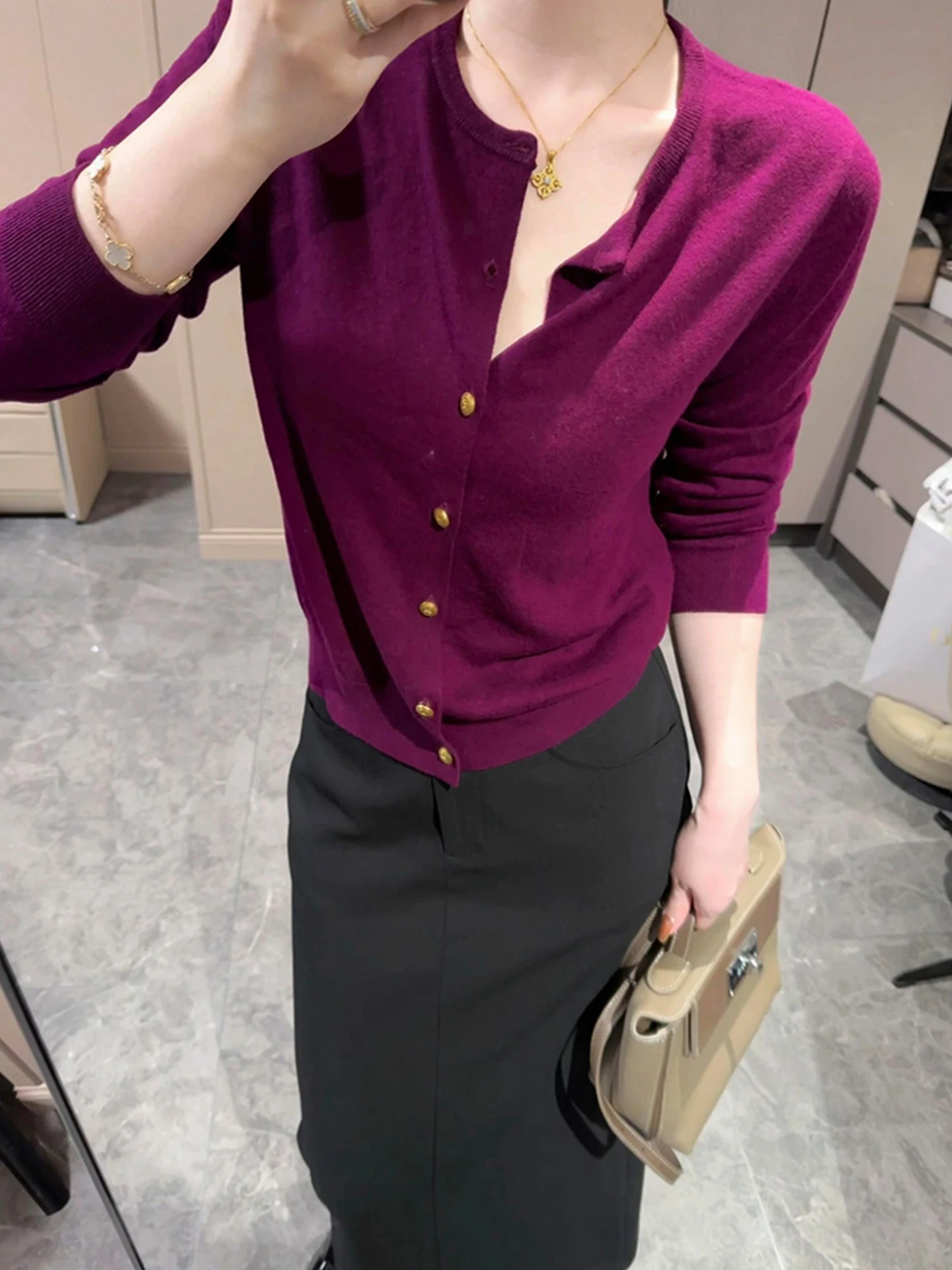 

Круглый вязаный кардиган Ne Long Sve, женский удобный повседневный базовый кардиган, осенняя мода, корейский прямой крой