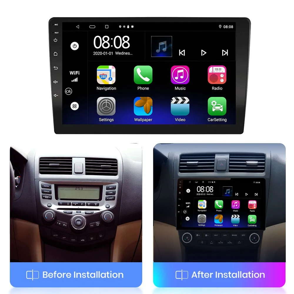 Android 10.0 9 Inch Car Multimedia Video Player Stereo Radio GPS Navigation Bluetooth 5.0 Support 4G and Carplay Function