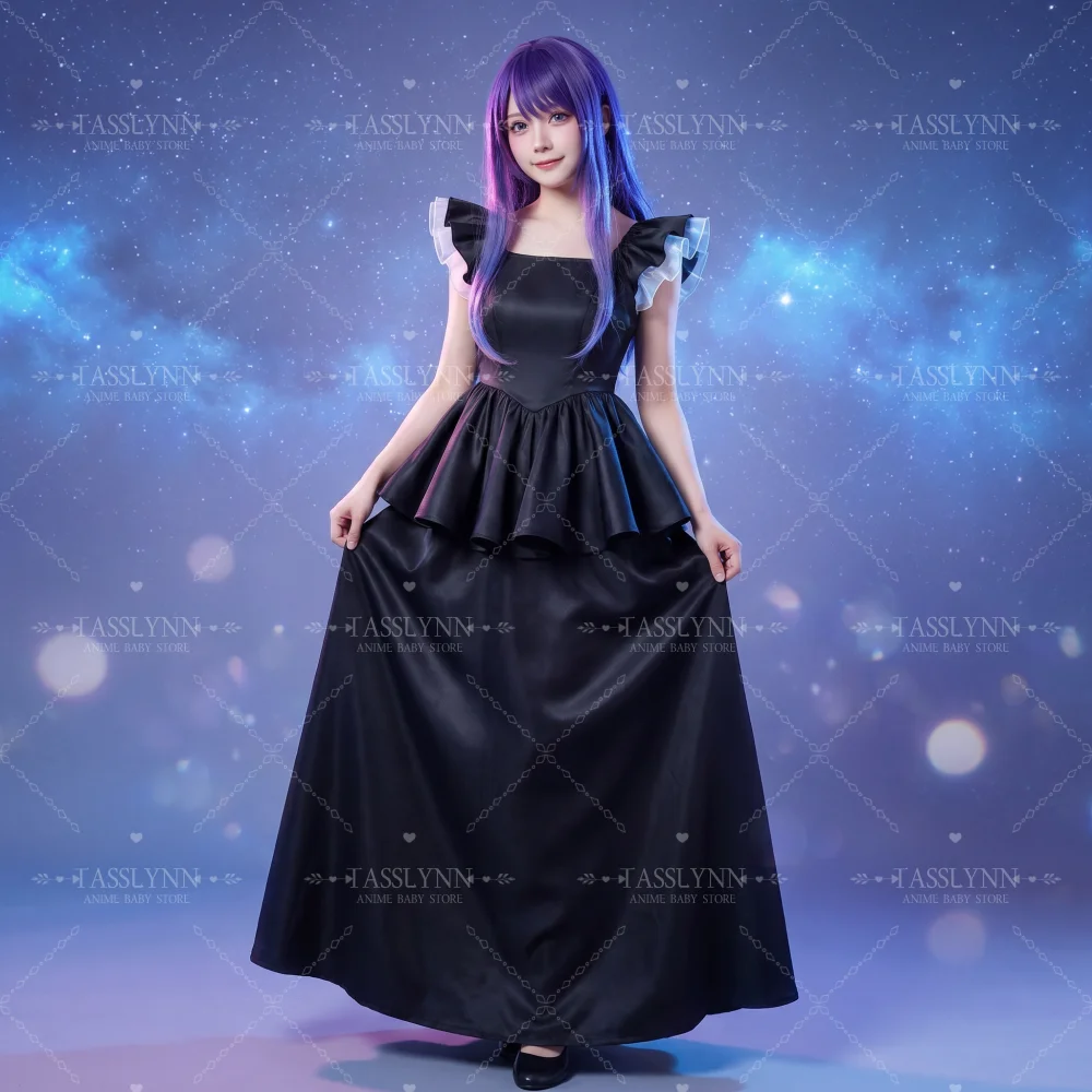 

Akane Kurokawa New Cosplay Full Set, Black Elegant Formal Dress with High Waist, Oshi no Ko Cosplay for Photoshoot