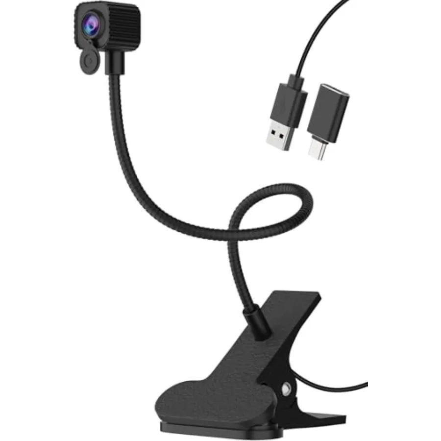 4K center screen webcam for desktop use, aluminum alloy body, black color, autofocus and built-in microphone for eye-level vide