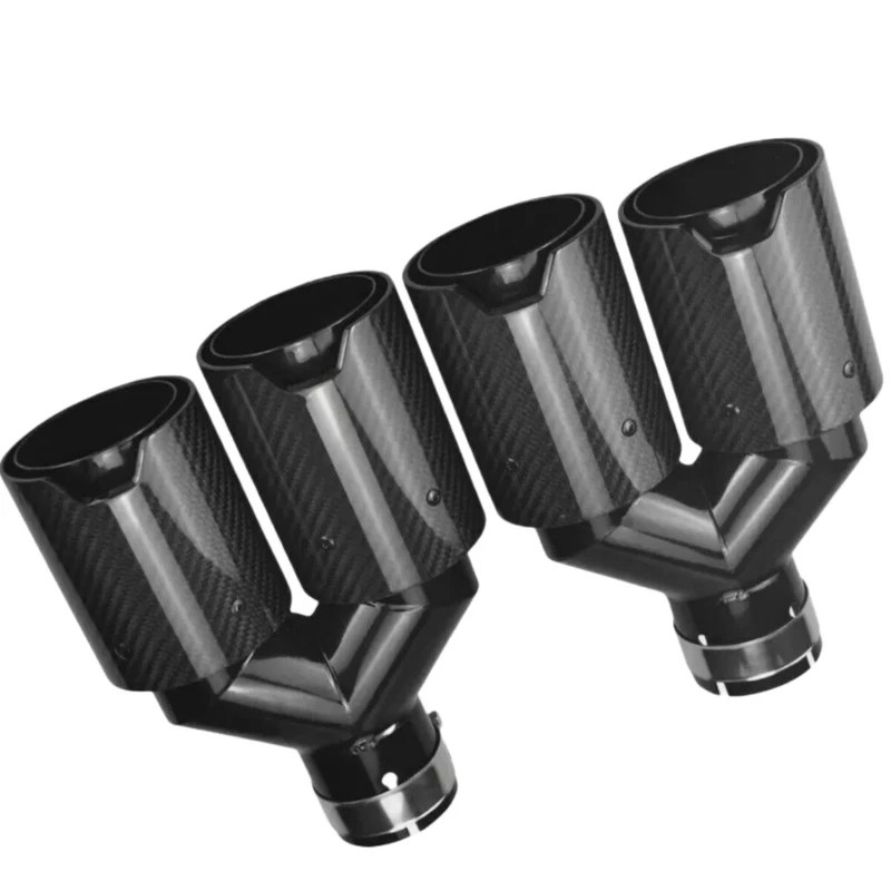 Carbon Fiber Tailpipe For BMW 63MM In 101MM Out Dual Exhaust Twin End Tips TailPipe Muffler Exhaust Pipe Tip Nozzle Exhaust Head