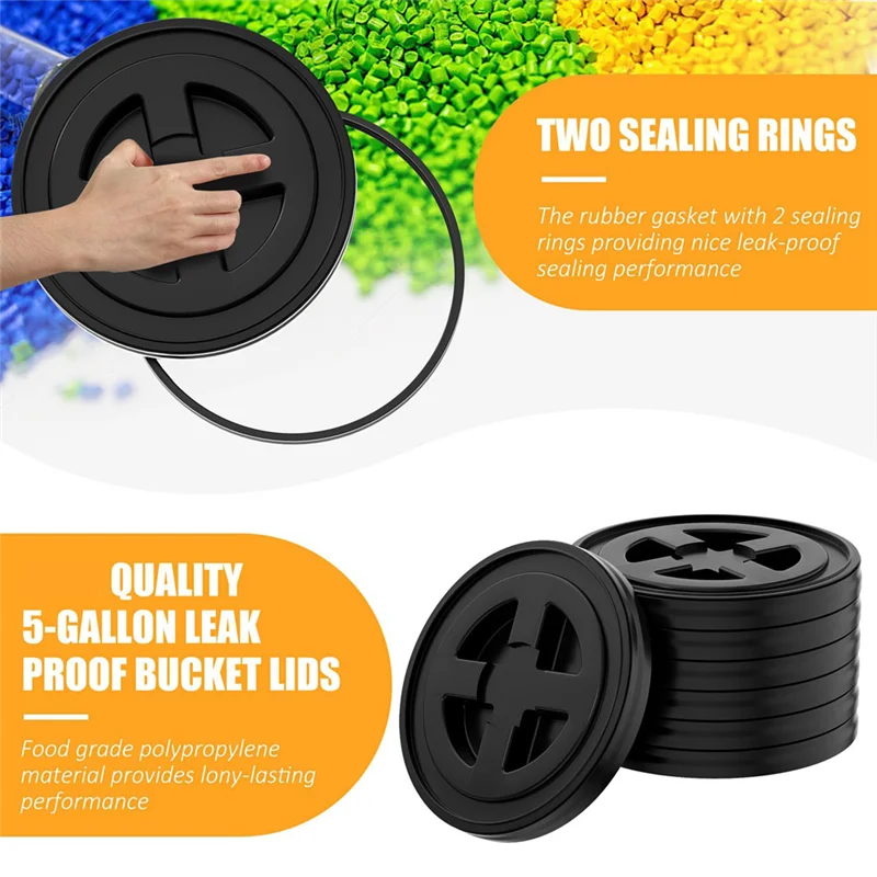 ABDJ-누출 방지 5 갤런 버킷 뚜껑 4개 12인치 플라스틱 씰 나사 상단 밀폐형 재사용 가능한 드럼 및 통 씰 뚜껑