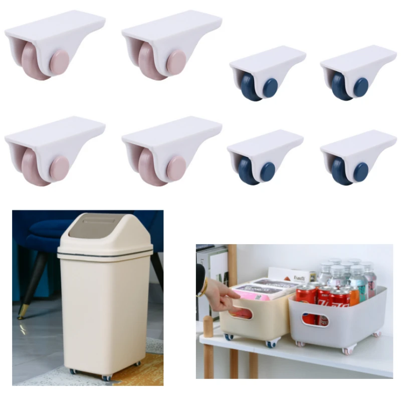 4/8 Stück Rollenräder für Möbel, Richtungsmöbel, Lenkrolle, selbstklebende Räder, stumm, Aufbewahrungsbox, Schrank, Mülleimer