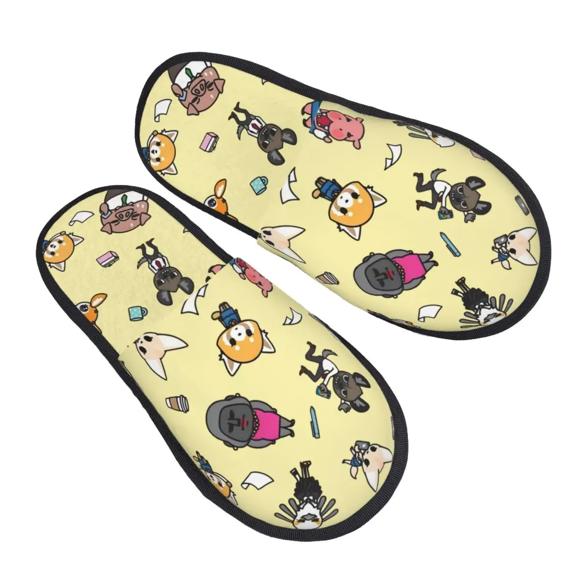 

Пользовательские агрессивные уютные тапочки Retsuko с эффектом памяти, женские домашние туфли для отелей с героями мультфильмов