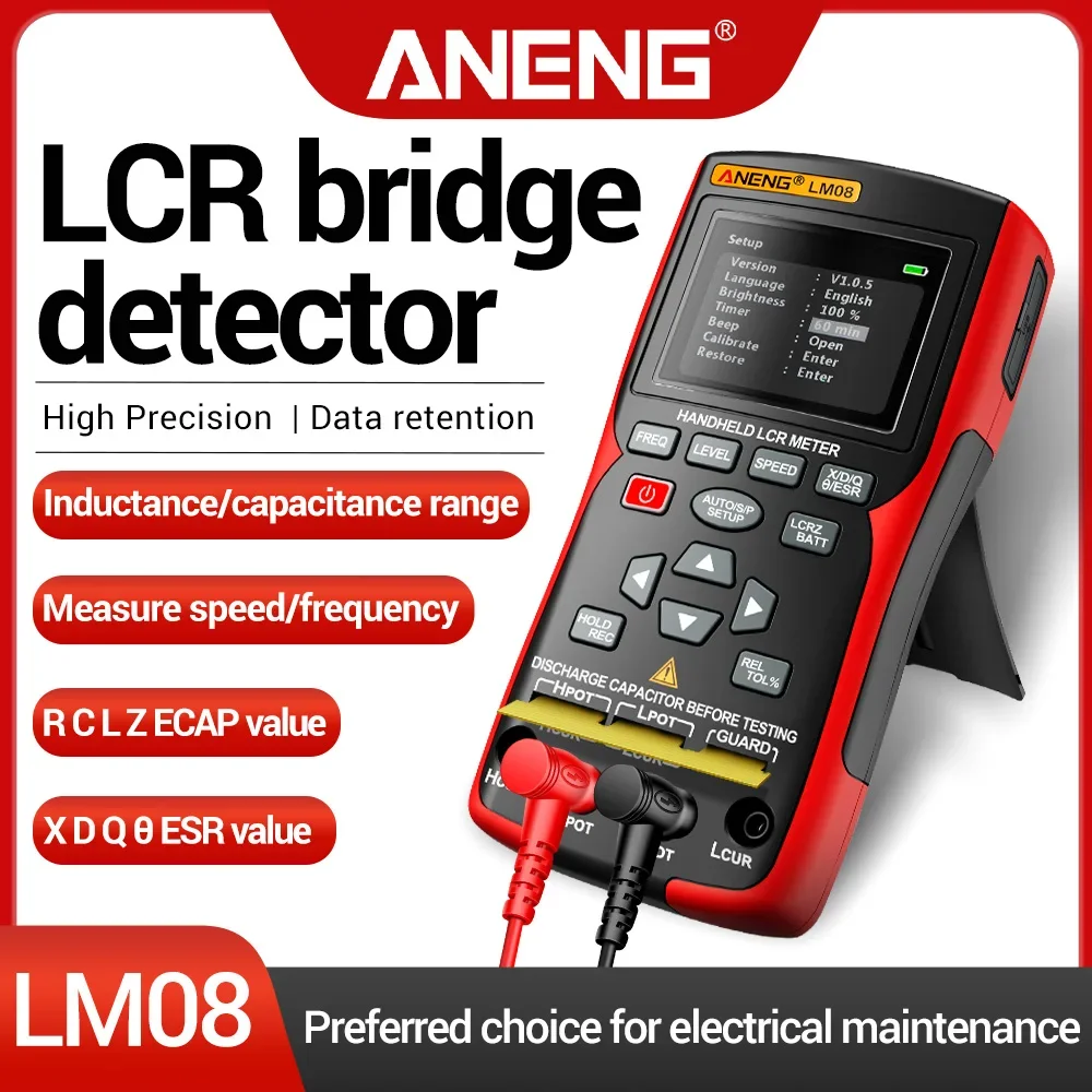 ANENG LM08 LCR Bridge Tester High Accuracy 0.3% L C R Z ESR Measurement USB Rechargeable 2.8 Inch TFT Screen Component Tester