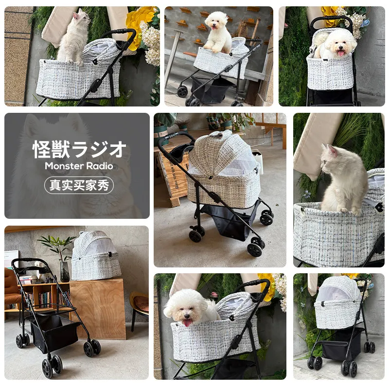 T6 pet cart is lightweight and can be folded with one click. Dog cart Medium-sized dog walking dog pet cart