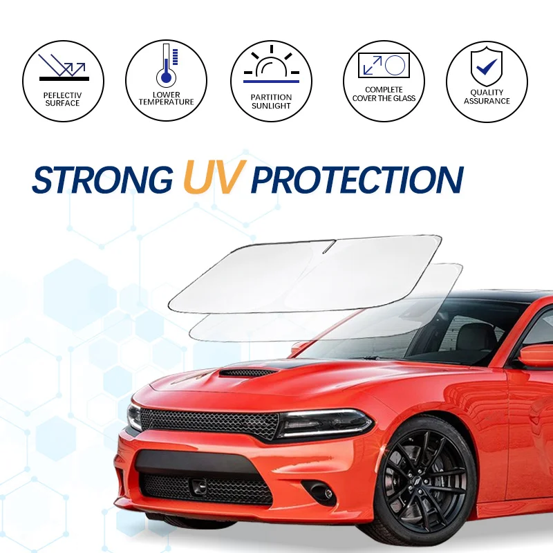 

Car Windshield Sun Shade For Dodge Charger Sunshade Summer Visor Protector Foldable Blocks UV Rays Protection Accessorie