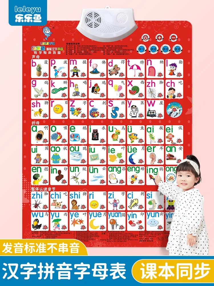 

Pinyin alphabet wall sticker children's early education audio wall chart learning artifact point reader vowel phonics trai