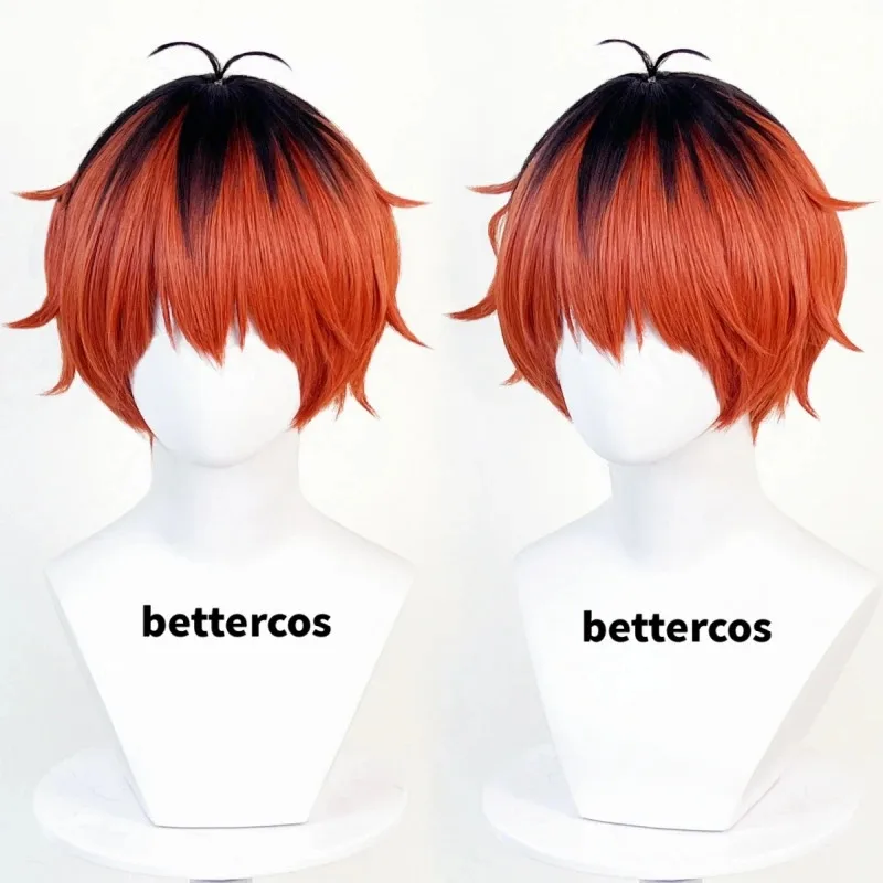 zz04zz12Stark コスプレアニメ Frieren 葬儀ブラウンレッドブラックショート耐熱人工毛パーティーウィッグ + ウィッグキャップ