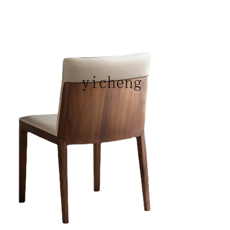 

Zk Simple/Black Walnut Genuine Leather Seat Dining Chair Artistic Style