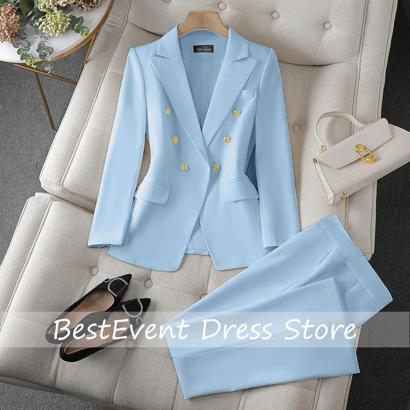 Fashion 2 Piece Set Turn Down Collar Blazers Long Sleeve Slim Pants Women Suits Office Lady Wear Pants Sets for Women Customized