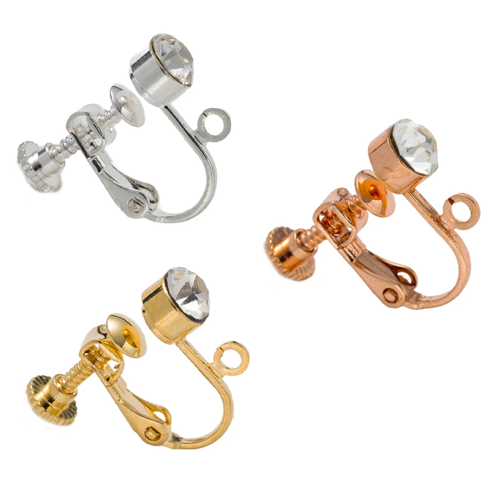 

10 шт./лот, 18-каратное золото, латунь, U-образная форма с циркониевыми винтами, зажимы для сережек, крючки для изготовления ювелирных изделий своими руками, аксессуары для серег