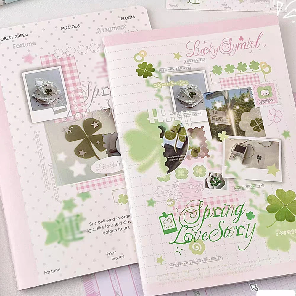 2 PCS Clover Story Series A5 Car Notebook, High Appearance Ins Style Fresh Student Stationery, Horizontal Inner Page Notebook