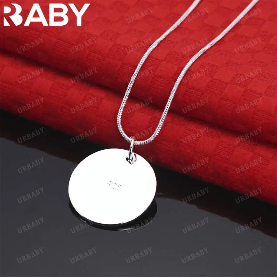 

URBABY 40-75cm 925 Sterling Silver Big Round Pendant Necklace For Women Men Charm Trend Birthday Gifts Fashion Party Fine Jewelr