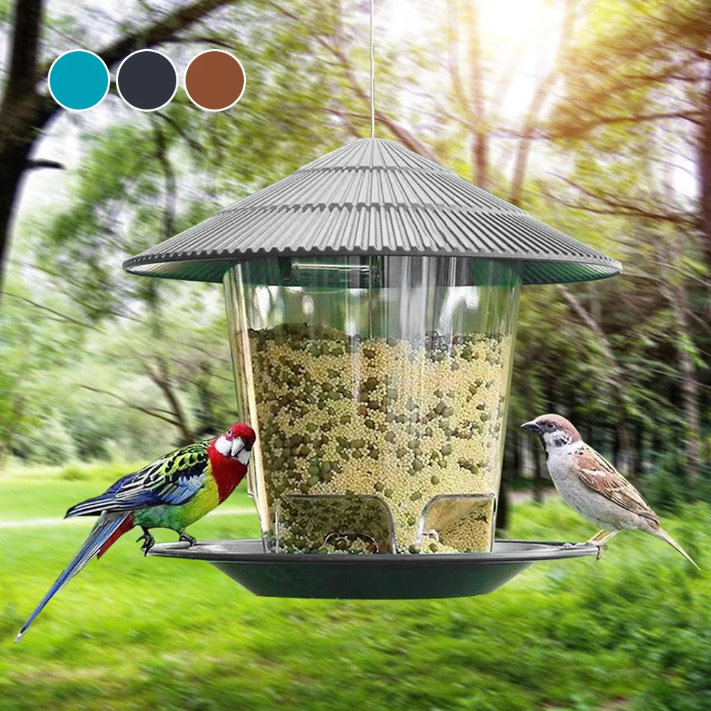 Plastic Bird Feeder Transparent Hanging Peanut Nut Feeding Station Outdoor Garden Seed Food Dispenser Holder Containers