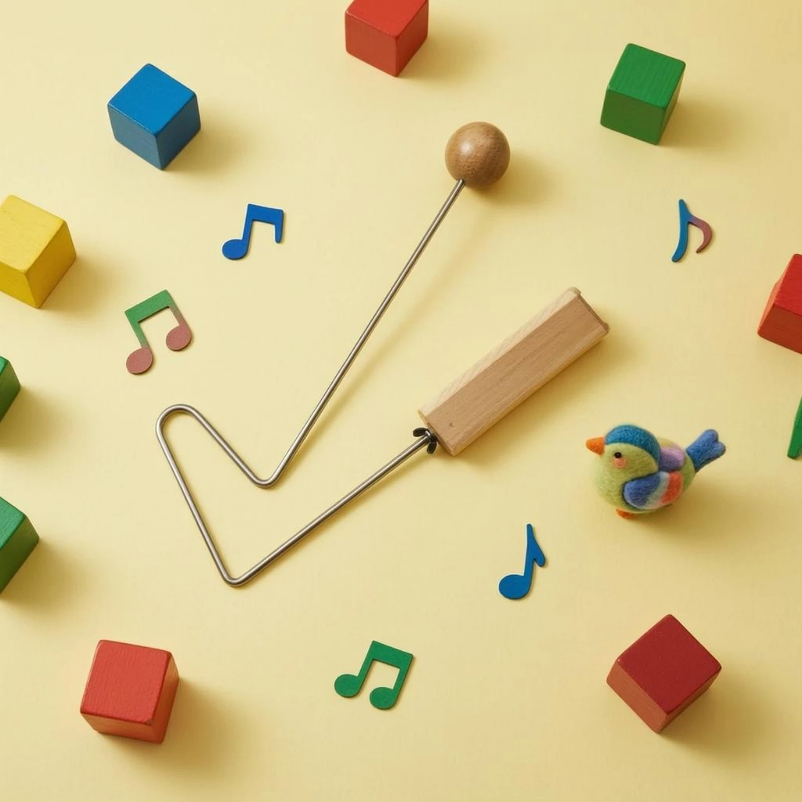 Wood and Metal Percussion Instrument Rectangular Wooden Striking Block Instrument Wooden Tone Block Sturdy Single-Piece Design