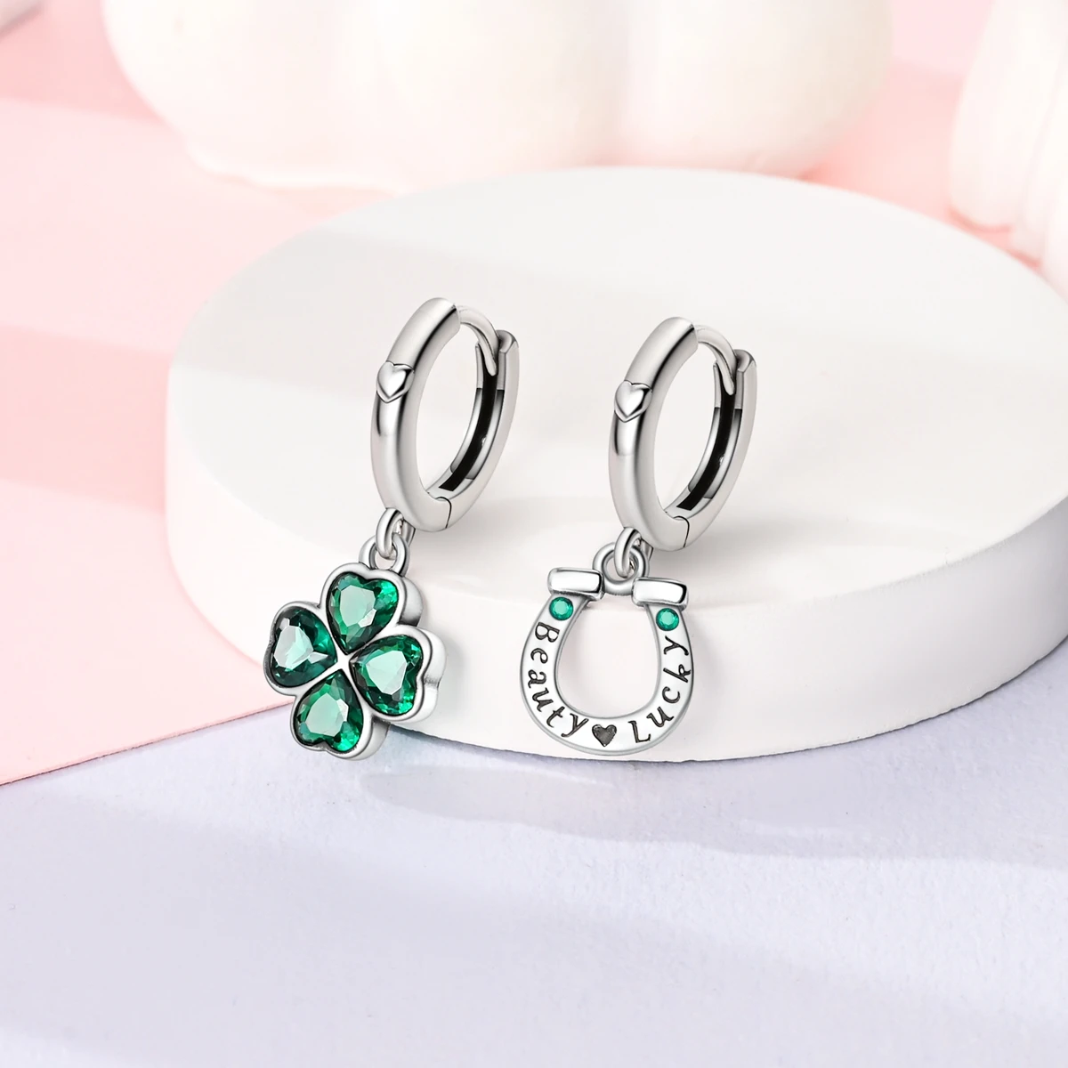 Lucky Grass Series New In 925 Sterling Silver Hoop Earrings Beauty Lucky Fit Teens Women Female Party Drop Earrings Jewelry Gift