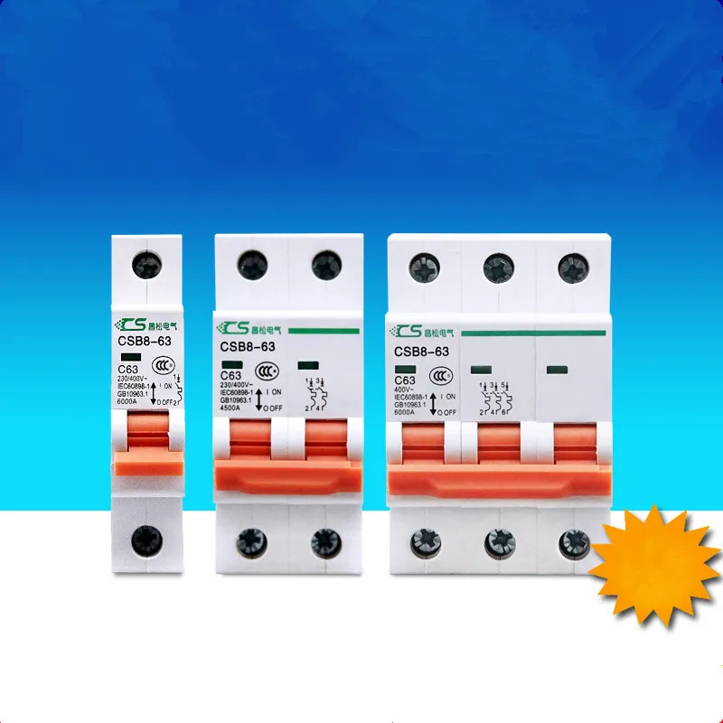 1Pc Mini Circuit Breaker 1P 2P 3P 4P DC 250V-1000V MCB Fuse PV System Solar Engery 6/10/16/20/25/32/40/50/63/80/100/125A
