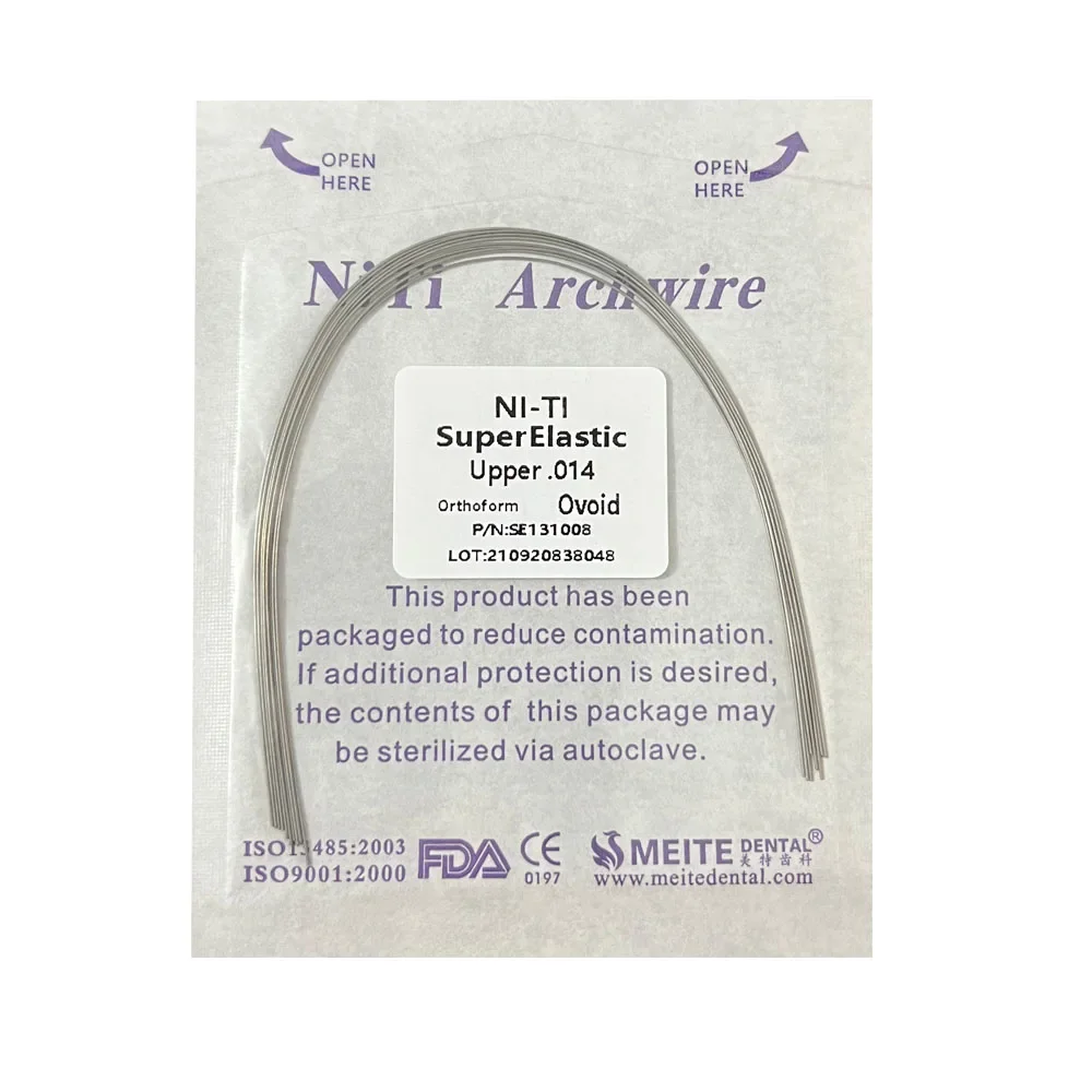 Cables de arco redondos y rectangulares para ortodoncia, producto de dentista, superelástico, forma ovalada, Niti, 10 unids/lote por paquete