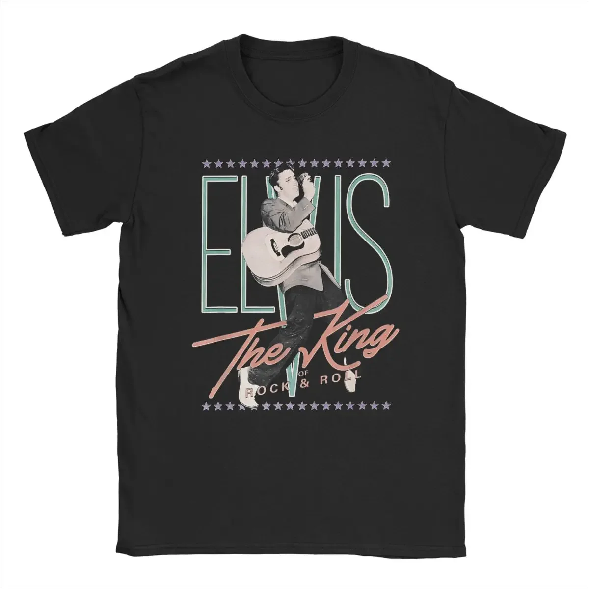 T-Shirt à Manches Courtes pour Homme, en Coton Pur, Col Rond, Vintage, E-Elvis Presley, Cadeau d'Urgence